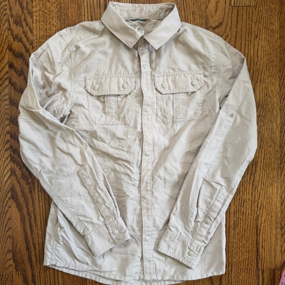 REI Co-Op Tan Button Down Outdoor Utility Long Sleeve Shirt Size Large